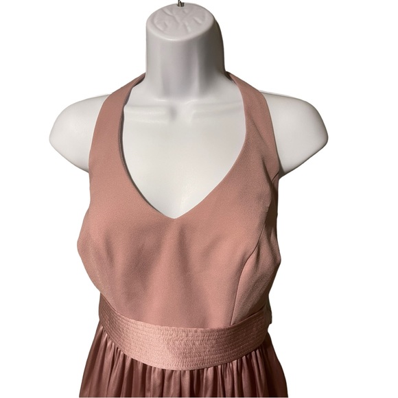 Vera Wang White “Quartz” Halter David’s Bridal VW360214 Bridesmaid Dress - 2 - Picture 4 of 16